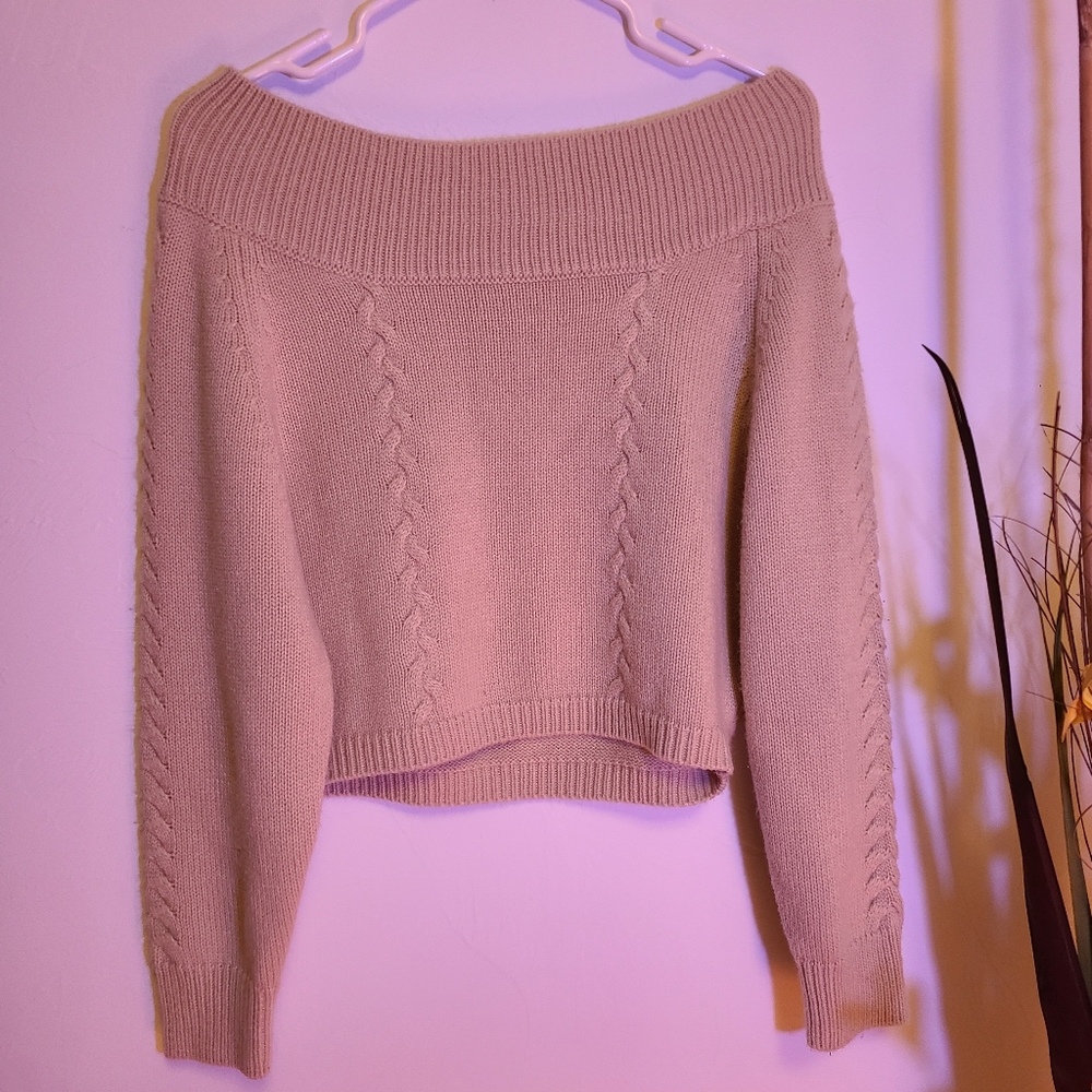 Knit Cropped Sweater Tan